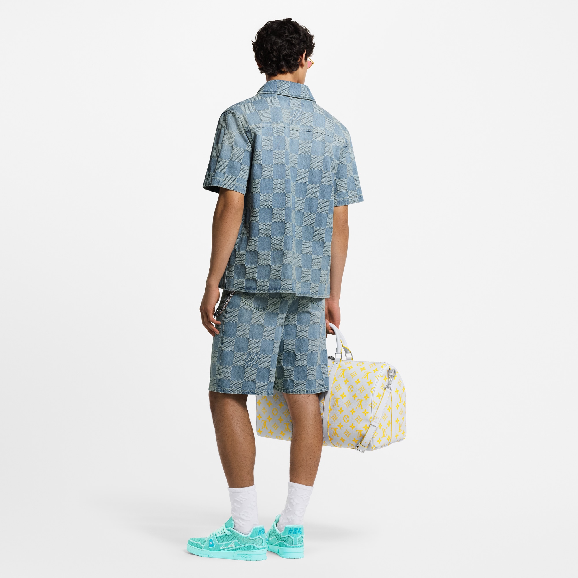 Damier 3D Light Denim Short-Sleeved Shirt - Ready-to-Wear | LOUIS